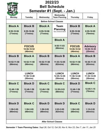 Daily Bell Schedule 2022-2023 - Oak Bay High School